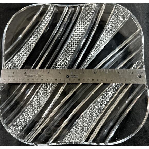 Mikasa Crystal Stardust Square Hostess Platter 12.25” NOS - Picture 3 of 7